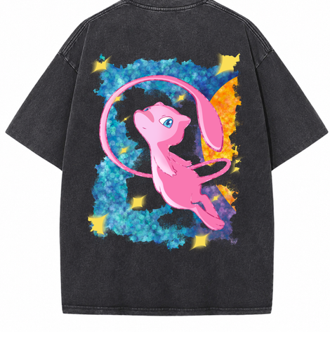 Mew EX Full Art 30th Anniversary Vintage Acid-Washed T-Shirt