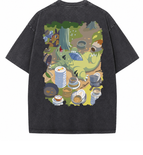 Sleepy Tyranitar Vintage Acid-Washed T-Shirt